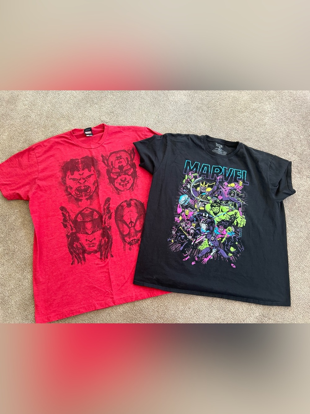 Marvel Short Sleeve Graphic Tees in Black and Red